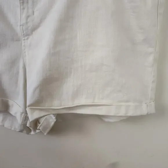 True Craft Skimmer Shorts Womens 24W White Denim Mid Rise Cuffed Stretch Plus - Picture 4 of 16